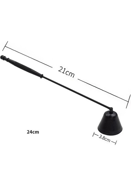 Paslanmaz Çelik Siyah 24 cm Dekoratif Çan Dizayn Saplı Mum Söndürücü CIN818SY
