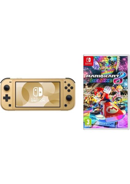 Switch Lite Hyrule Edition (Özel Sürüm) Sıfır Oyun Konsolu + Mario Kart Deluxe 8 Oyunlu Bundle