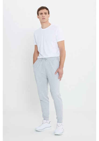 Erkek Gri Melanj Standart Fit Normal Kesim 2 İplik Cepli Rahat Recycle Pamuklu Jogger Eşofman Altı modelleri