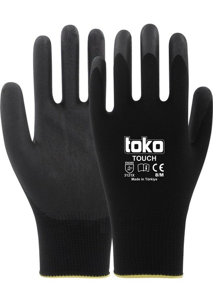 Touch Siyah Poliüretan Kaplı Polyester Örme Eldiven No: 8/M - 288'LI Paket fiyatları