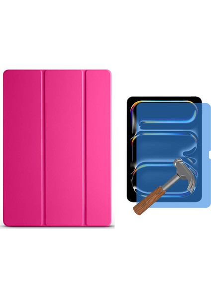 Apple ipad 9.7 2017 5.nesil Kılıf Yatay Standlı Arkası Sert P.c Güçlü Mıknatıslı Smart Kılıf + 9h Temperli Nano Ekran Koruyucu