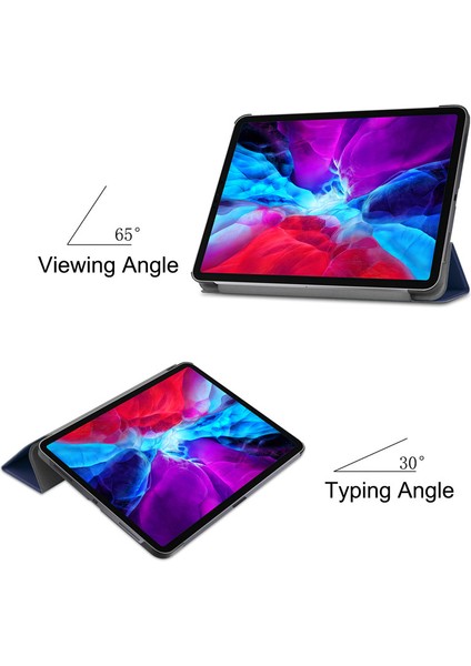Apple ipad 9.7 2017 5.nesil Kılıf Yatay Standlı Arkası Sert P.c Güçlü Mıknatıslı Smart Kılıf + 9h Temperli Nano Ekran Koruyucu