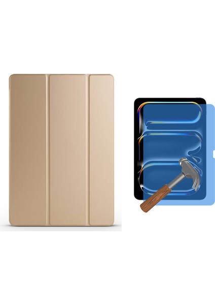 Apple iPad 10.2 7.nesil Kılıf Yatay Standlı Arkası Sert P.c Güçlü Mıknatıslı Smart Kılıf + 9h Temperli Nano Ekran Koruyucu