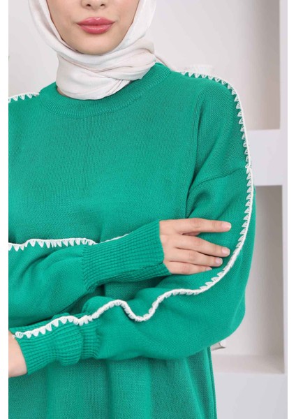 Yeşil Çoban Dikiş Triko Pantolonlu Tunik Takım fırsatları
