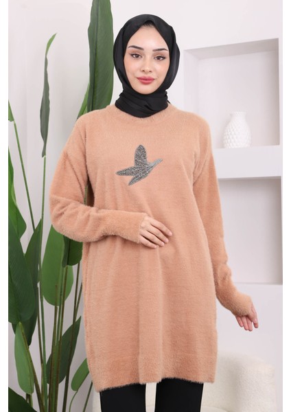 Bisküvi Taş Detaylı Peluş Triko Tunik fiyatları