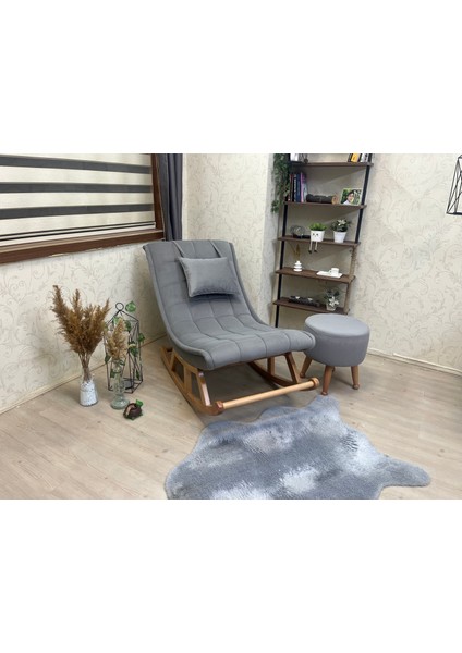 Miskin Naturel Kül Gri Sallanan Sandalye Dinlenme/Emzirme/Baba/Tv/Okuma/Uzanma Koltuğu Berjer fiyatları