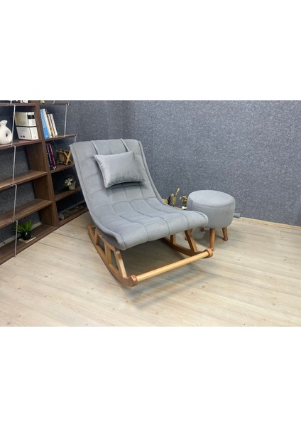 Miskin Naturel Kül Gri Sallanan Sandalye Dinlenme/Emzirme/Baba/Tv/Okuma/Uzanma Koltuğu Berjer