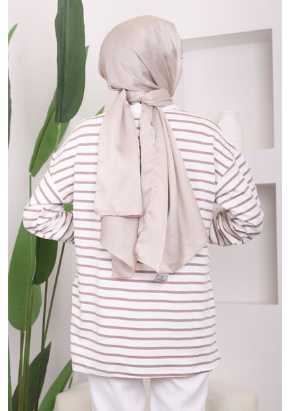 Vizon Yaka Fermuarlı Çizgili İki İplik Sweatshirt fırsatları