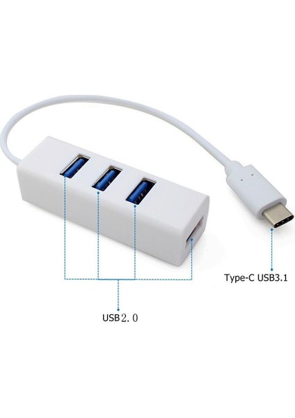 A4968 Type C USB 3.1 Çoklayıcı 4 Port Hub Çoğaltıcı Adaptör