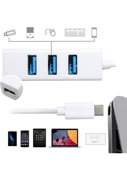 A4968 Type C USB 3.1 Çoklayıcı 4 Port Hub Çoğaltıcı Adaptör