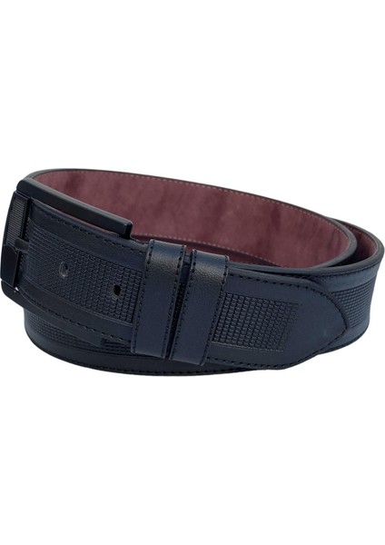 Siyah Suni Deri Ortası Desenli Model 4.5 Genişlik Unisex Spor Kemer - 4500-88 modelleri