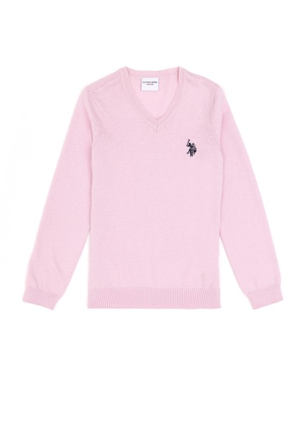 U.S. Polo Assn. Kız Çocuk Pembe Triko Kazak 50294198-VR041