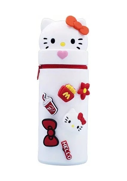 Çocuk Kalem Kutusu Yuvarlak Hello Kitty Figürlü Silikon