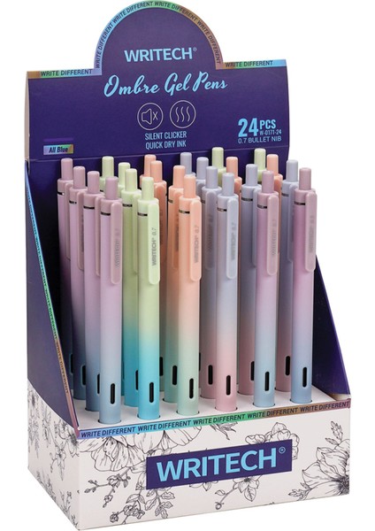 Wrıtech W-0171 Aurora 0,5mm Mavi Jel Kalem - 24'lü Set