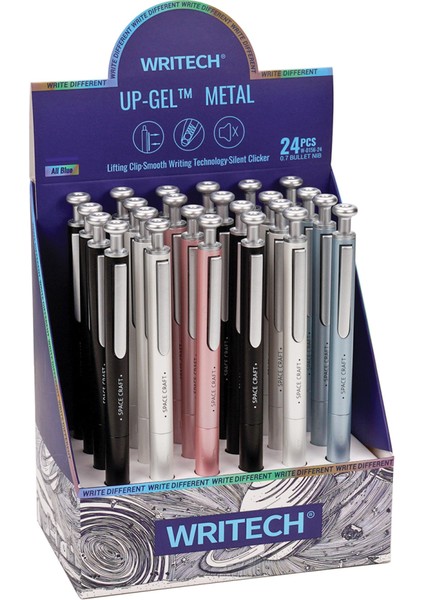 Wrıtech W-0156 Metal Up 0,7mm Mavi Jel Kalem - 24'lü Set fiyatları
