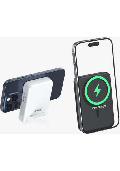 10.000 Mah Wireless ve Hızlı Şarj Edebilen Kompakt Tasarım Stand Özellikli Powerbank
