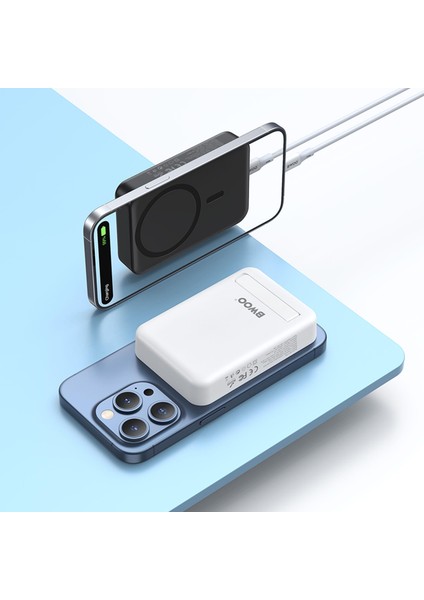 10.000 Mah Wireless ve Hızlı Şarj Edebilen Kompakt Tasarım Stand Özellikli Powerbank