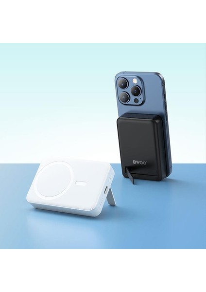 10.000 Mah Wireless ve Hızlı Şarj Edebilen Kompakt Tasarım Stand Özellikli Powerbank