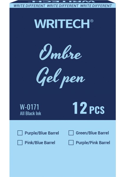 Wrıtech W-0171 Aurora Mavi-Pembe Gövde Mavi Jel Kalem - 12'li Kutu modelleri