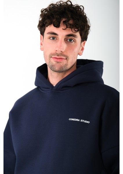 Studio Lacivert - Oversize Fit Hoodie Erkek