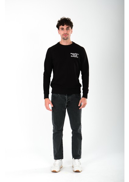 Protect Your Energy Regular Fit Sweatshirt Erkek - Siyah fırsatları