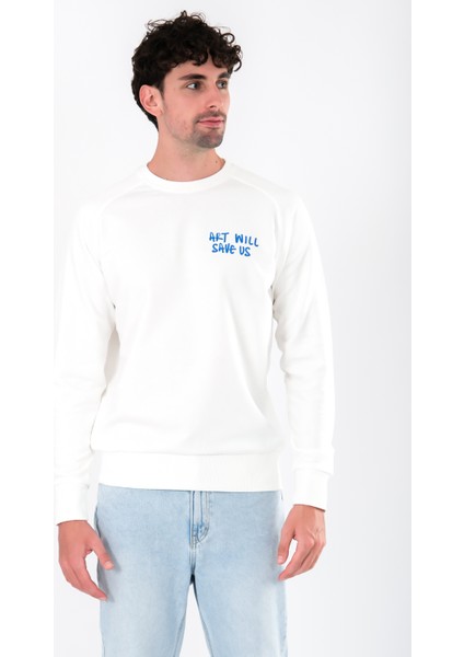 Art Will Save Us Regular Fit Sweatshirt Erkek - Ekru fırsatları