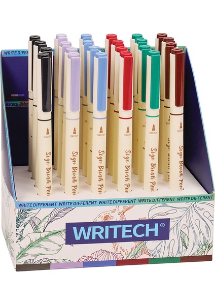 W-827 Fırça Tip 6 Renk Keçeli Kalem - 24'lü Set