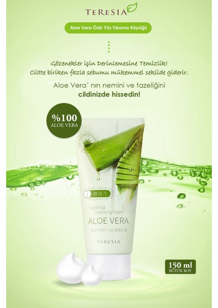 Yatıştırıcı ve Nemlendirici %100 Saf Aloe Vera İçeren Temizleyici Köpük 150 ml