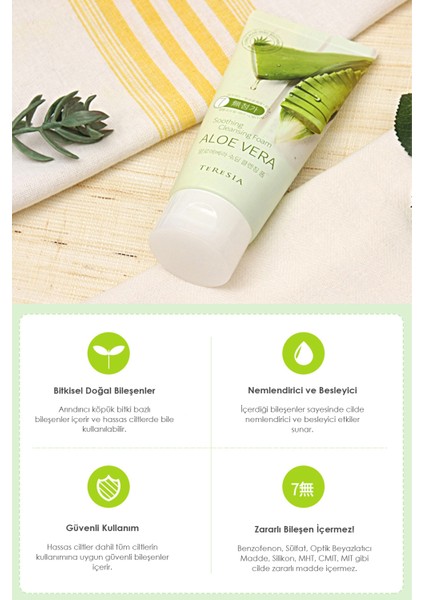 Yatıştırıcı ve Nemlendirici %100 Saf Aloe Vera İçeren Temizleyici Köpük 150 ml