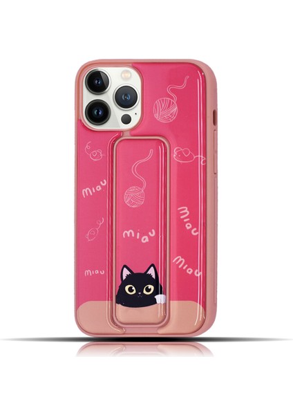 Apple Iphone 14 Pro Uyumlu Kedi Desenli Pembe Yumuşak Silikon Kedili Telefon Kılıfı - Miav fiyatları