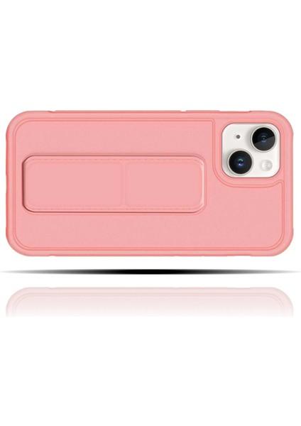 Apple IPhone 13 Mini Uyumlu Mat Rose Gold Yumuşak Silikon Standlı Tutacaklı (Tutamaçlı) Telefon Kılıfı