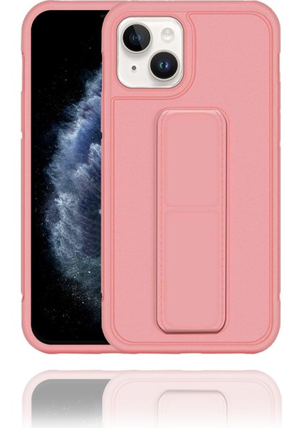 Apple IPhone 13 Mini Uyumlu Mat Rose Gold Yumuşak Silikon Standlı Tutacaklı (Tutamaçlı) Telefon Kılıfı fiyatları