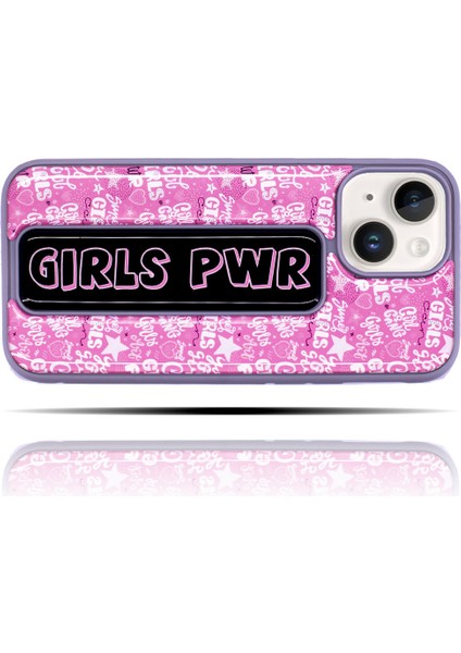 Apple IPhone 14 Girls Power Pembe Mor Yumuşak Silikon Telefon Kılıfı