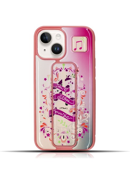 Apple IPhone 14 Müzik Temalı Pembe Yumuşak Silikon Telefon Kılıfı modelleri