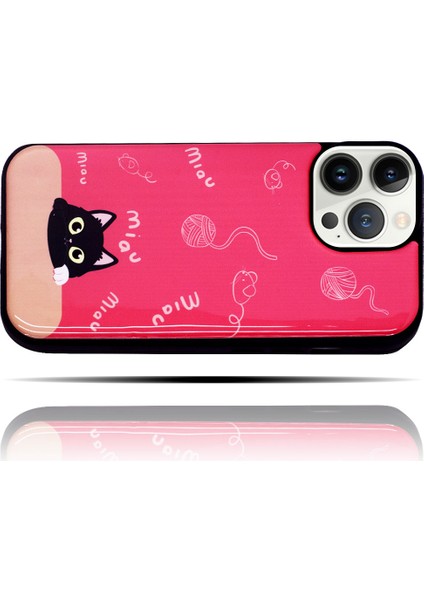 Apple Iphone 11 Pro Uyumlu Kedi Desenli Pembe Yumuşak Silikon Kedili Telefon Kılıfı - Miav