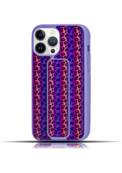 Apple IPhone 14 Pro Renkli Mor Leopar Desenli Yumuşak Silikon Telefon Kılıfı fiyatları