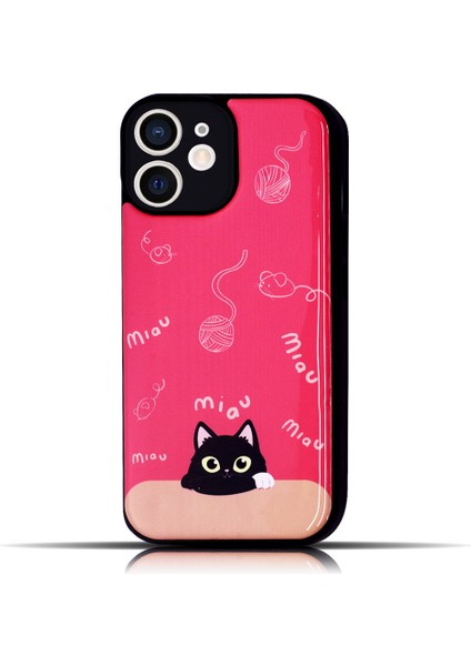 Apple Iphone 11 Uyumlu Kedi Desenli Pembe Yumuşak Silikon Kedili Telefon Kılıfı - Miav