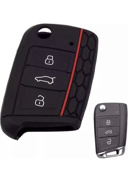 Volkswagen Ripido Polo Uyumlu Golf Uyumlu 7 Gtı Silikon Anahtar Kılıfı Siyah