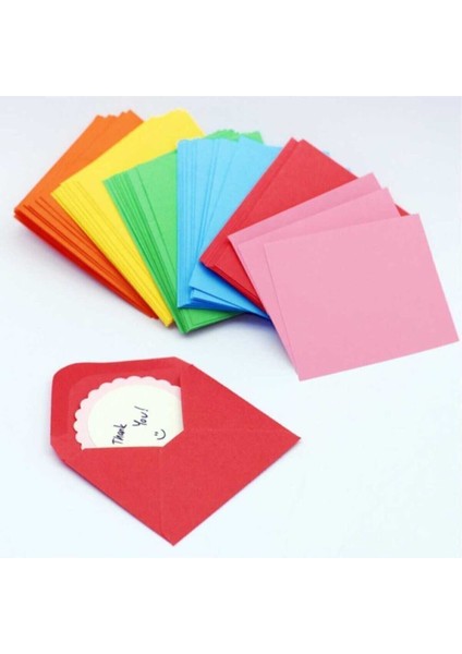Renkli Zarf - Küçük Zarf - Oyun Zarfı - Minik Renkli - Doğum Günü Zarfı - 100 Adet - 7x9 Boyut