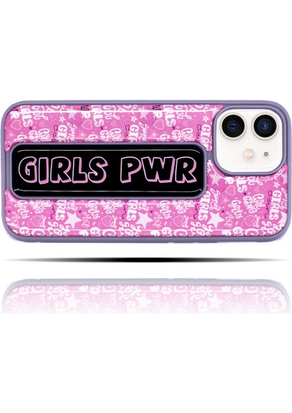 Apple IPhone 12 Girls Power Pembe Mor Yumuşak Silikon Telefon Kılıfı