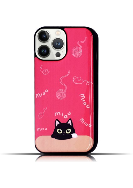Apple Iphone 15 Pro Uyumlu Kedi Desenli Pembe Yumuşak Silikon Kedili Telefon Kılıfı - Miav fiyatları
