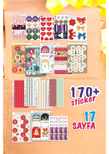170 Adet 17 Farklı Sayfa Kutlama Etiket Serisi Sticker Book Etiket Kitabı Sticker Defteri Etiket