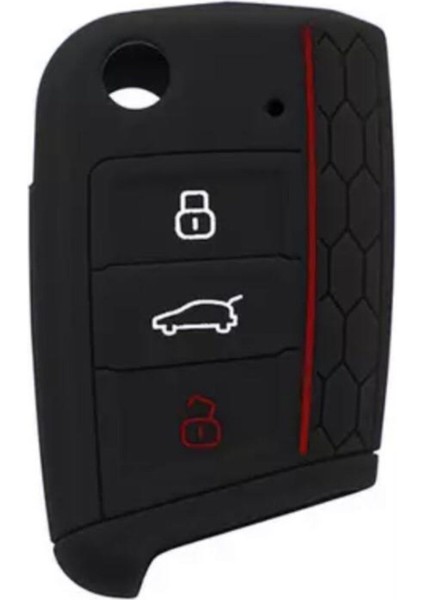 Tiguan Arona T-Roc Polo Karoq Radip Kamiq Scala Silikon Anahtar Koruma Kılıfı Siyah Renk
