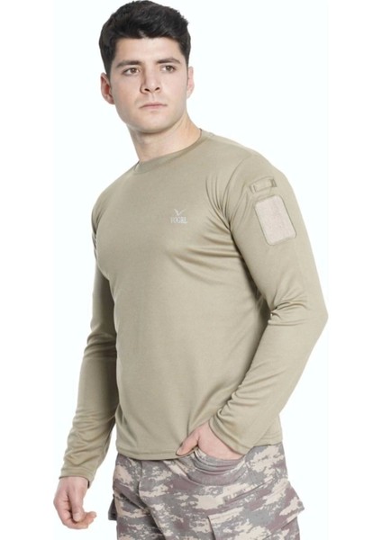 Vogel Tactical Uzun Kollu Yakasız Bej Taktik Tshirt