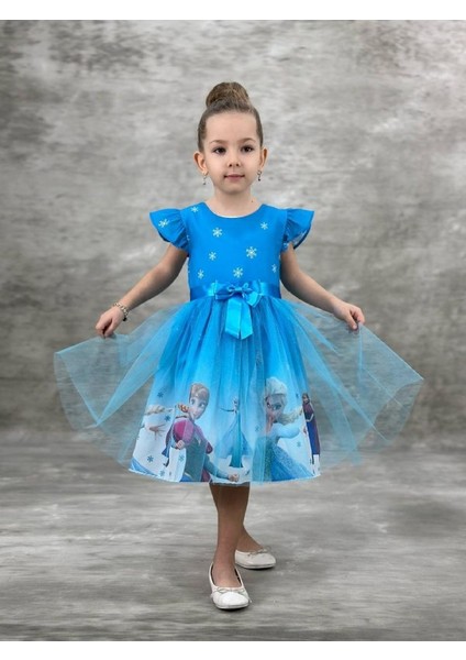 Elsa Frozen Kız Çocuk Elbisesi