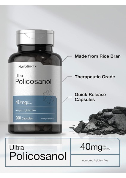 Policosanol Ultra 40 Mg Superior Quality 200 Kapsul Gluten Free modelleri