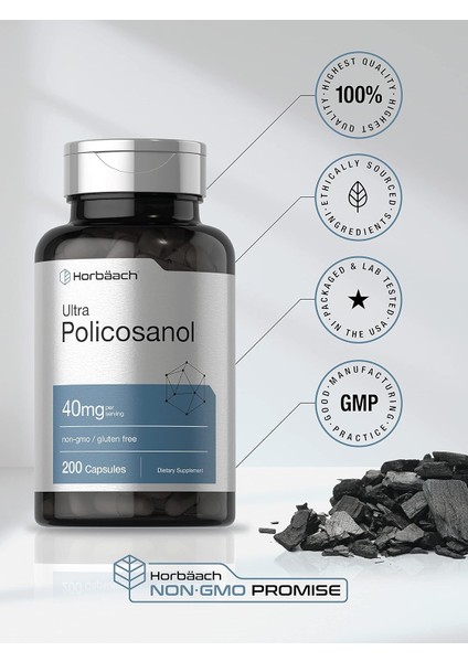 Policosanol Ultra 40 Mg Superior Quality 200 Kapsul Gluten Free indirimleri