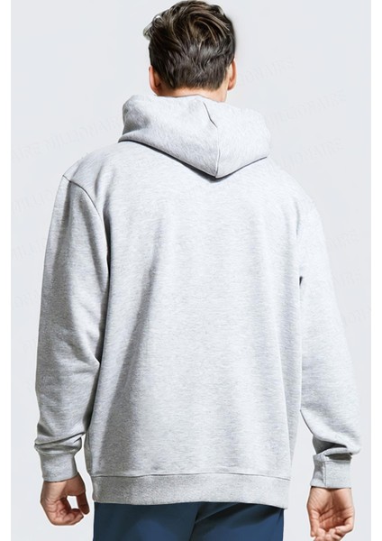 Erkek Gri Düz Kapüşonlu Oversize 3 Iplik Şardonlu Salaş Bol Kesim Hoodie Sweatshirt fiyatları