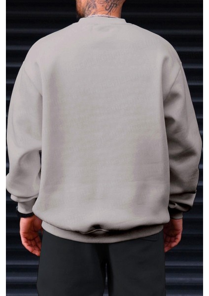 Erkek Koyu Gri Free Life Baskılı Kalın Soft 3 Iplik Içi Şardonlu 0 Sıfır Yaka Oversize Salaş Sweatshirt fırsatları