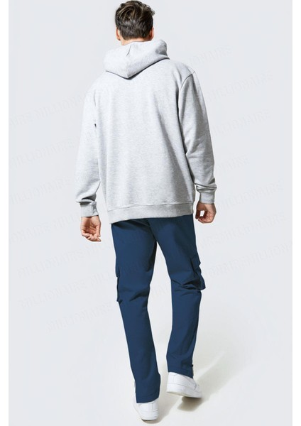 Erkek Gri Düz Kapüşonlu Oversize 3 Iplik Şardonlu Salaş Bol Kesim Hoodie Sweatshirt fırsatları